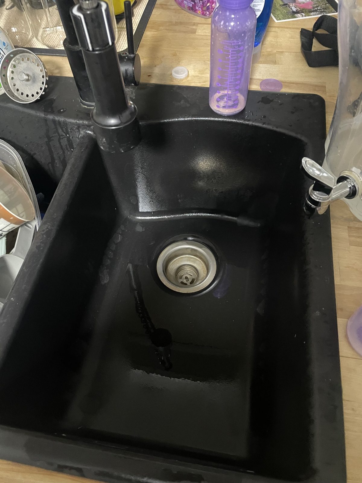 After: the kitchen sink draining freely again — DE Plumbing